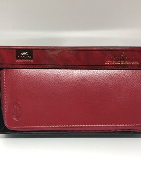 Mancini Red Leather Equestrian 2 Trifold Wallet
